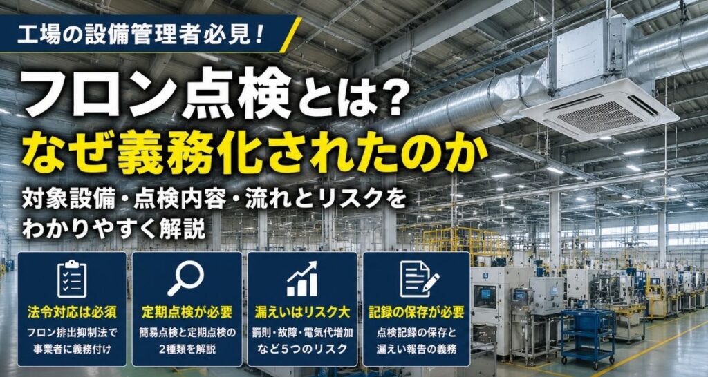 フロン点検の義務と罰則｜対象設備・点検頻度・定期点検の流れを解説