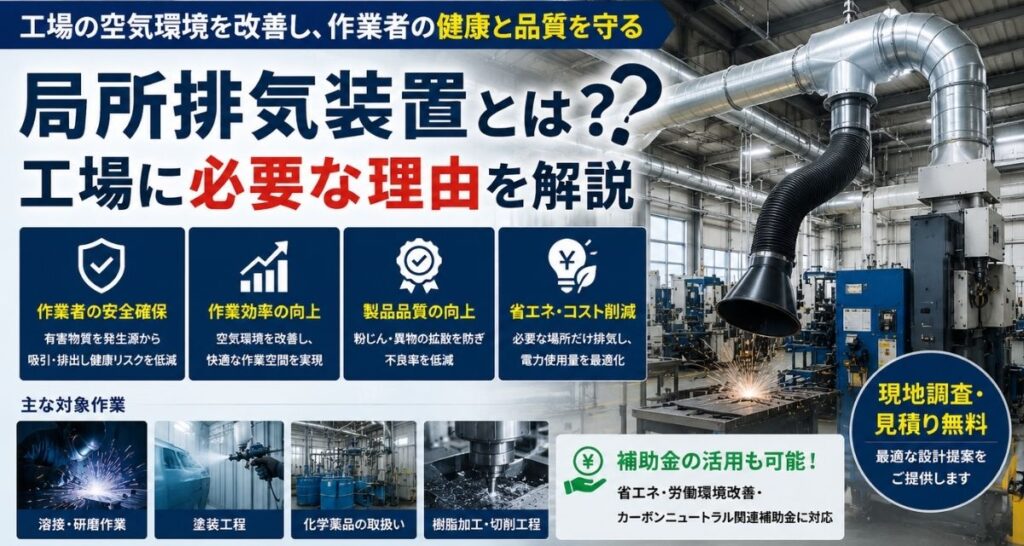 局所排気装置とは？工場に必要な理由と導入メリットを解説